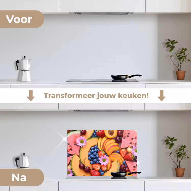 Eten - Fruit - Zomer - Kleurrijk keuken achterwand spatscherm klein -voor_na_NL