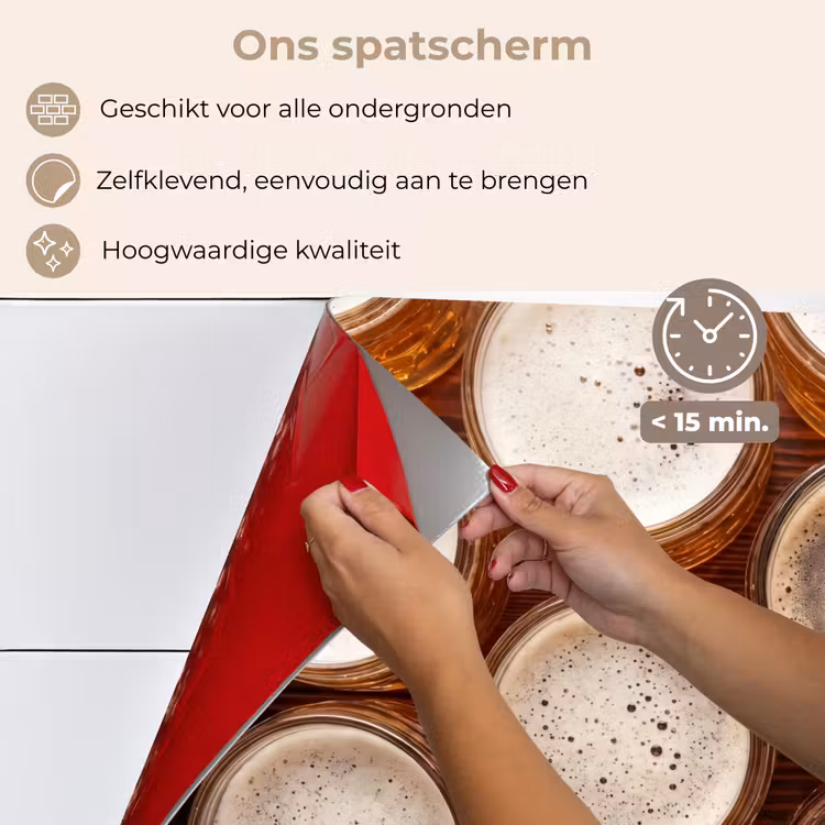 Eten - Glazen - Drank - Patroon - Bruin keuken achterwand spatscherm klein -spatscherm_NL