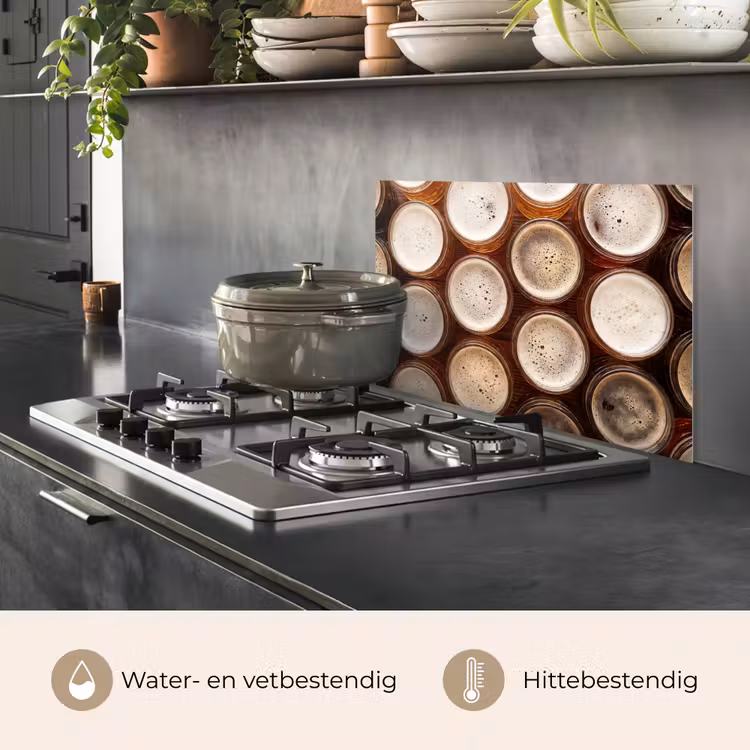 Eten - Glazen - Drank - Patroon - Bruin keuken achterwand spatscherm klein -usp_NL