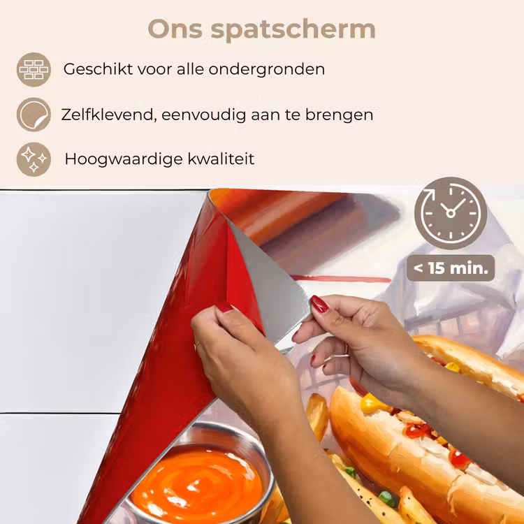 Eten - Hotdog - Fastfood - Modern - Rood keuken achterwand spatscherm klein -spatscherm_NL