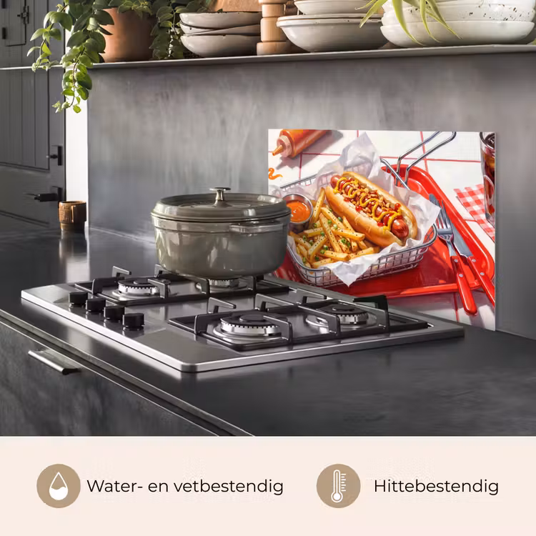 Eten - Hotdog - Fastfood - Modern - Rood keuken achterwand spatscherm klein -usp_NL