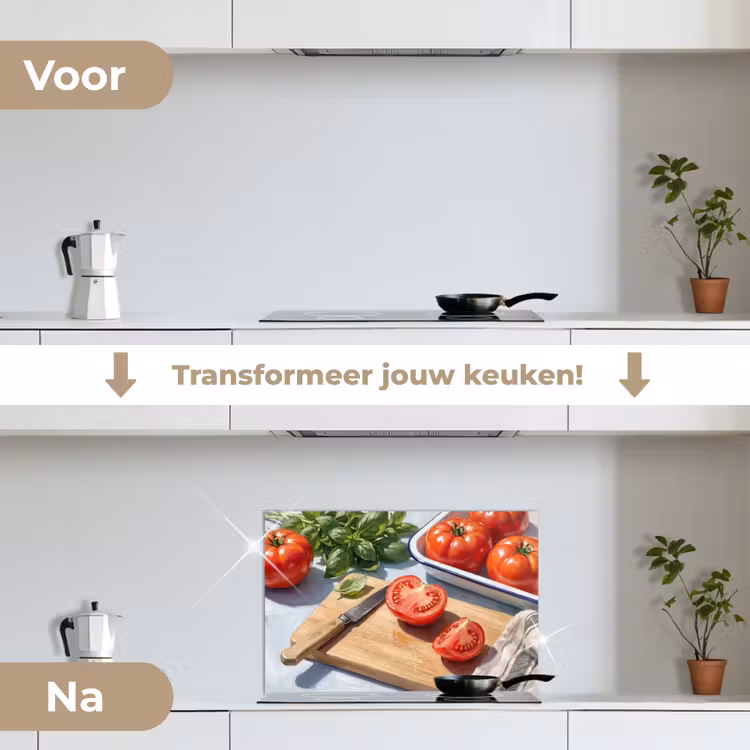 Eten - Keuken - Ingrediënten - Stillleven - Rood keuken achterwand spatscherm klein -voor_na_NL