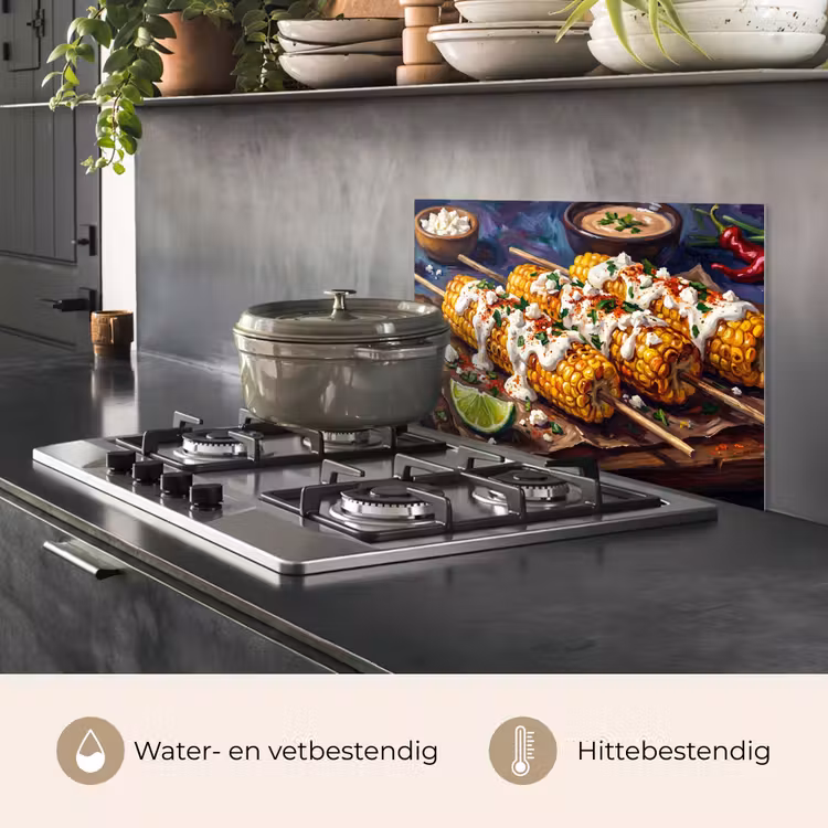 Eten - Maïs - Saus - Geschilderd - Geel keuken achterwand spatscherm klein -usp_NL
