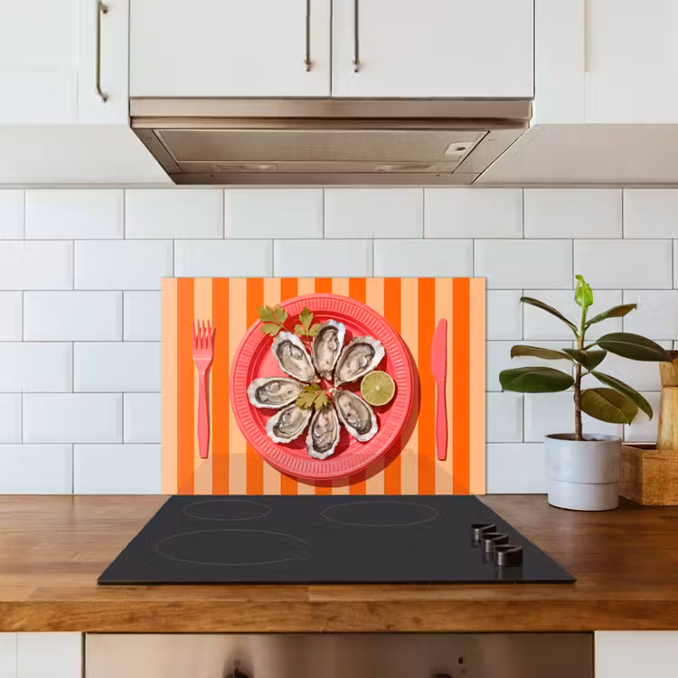 Eten - Oester - Zeevruchten - Oranje - Modern keuken achterwand spatscherm klein -sfeer2