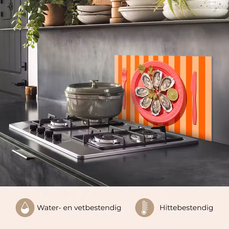 Eten - Oester - Zeevruchten - Oranje - Modern keuken achterwand spatscherm klein -usp_NL