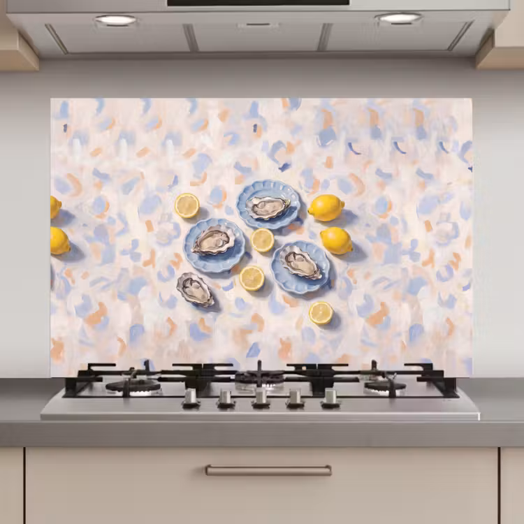 Eten - Oesters - Citroenen - Modern - Geel keuken achterwand spatscherm klein -3d_website