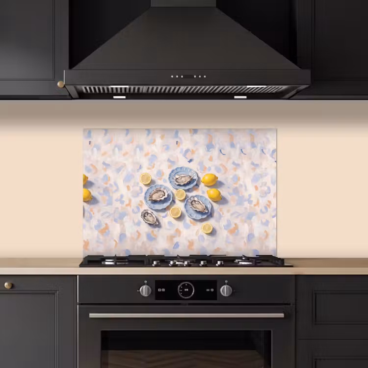 Eten - Oesters - Citroenen - Modern - Geel keuken achterwand spatscherm klein -sfeer1