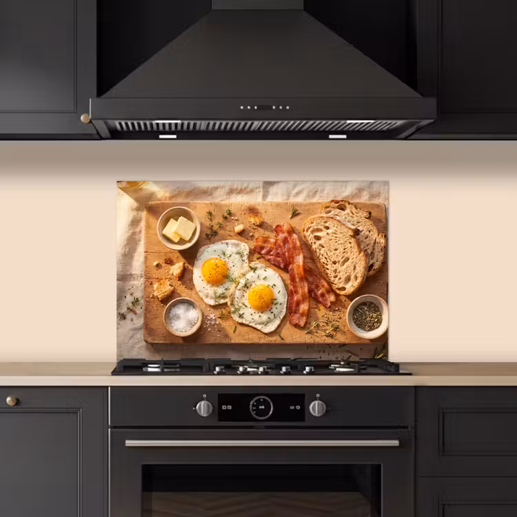 Eten - Ontbijt - Hout - Rustiek - Geel keuken achterwand spatscherm klein -sfeer1
