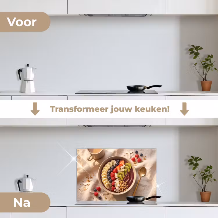 Eten - Ontbijtkom - Fruit - Gezond - Kleurrijk keuken achterwand spatscherm klein -voor_na_NL