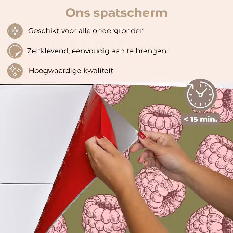 Eten - Patroon - Illustratie - Roze - Groen keuken achterwand spatscherm klein -spatscherm_NL