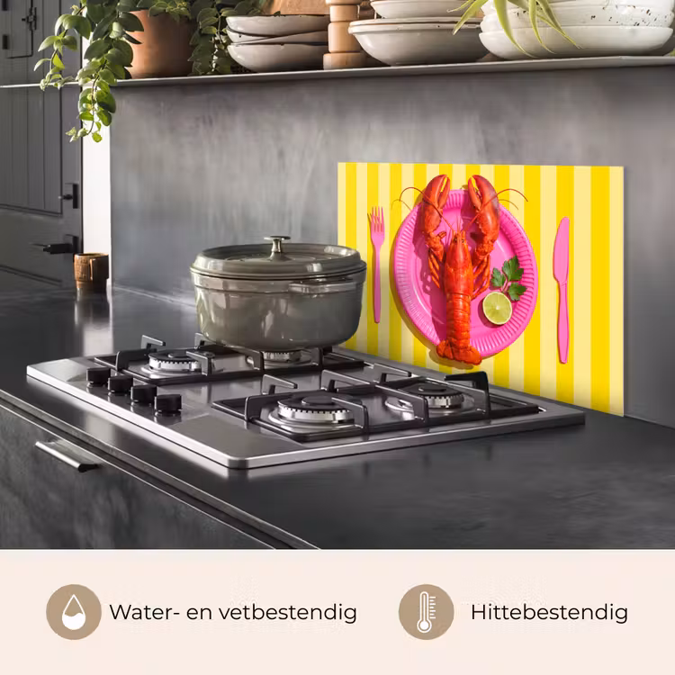 Eten - Roze - Geel - Modern - Culinaire keuken achterwand spatscherm klein -usp_NL