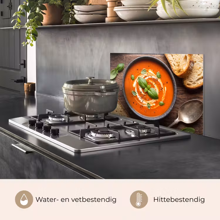 Eten - Soep - Basilicum - Rustiek - Rood keuken achterwand spatscherm klein -usp_NL