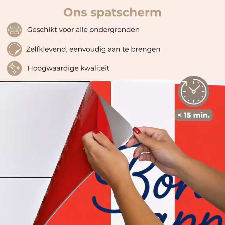 Eten - Spreuk - Keuken - Grafisch - Rood-Wit keuken achterwand spatscherm klein -spatscherm_NL