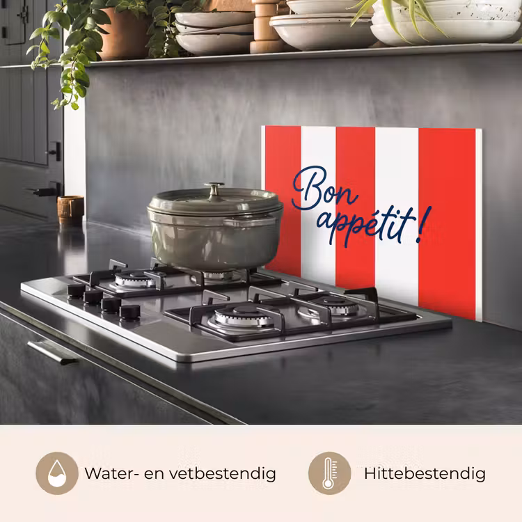 Eten - Spreuk - Keuken - Grafisch - Rood-Wit keuken achterwand spatscherm klein -usp_NL