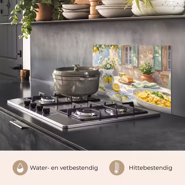 Eten - Terras - Zomer - Geschilderd - Geel keuken achterwand spatscherm klein -usp_NL
