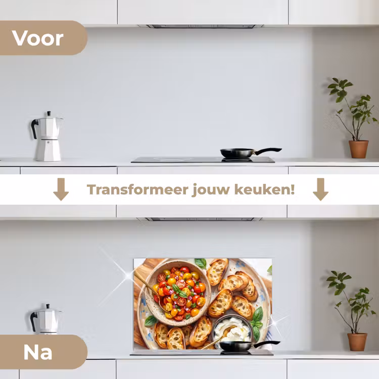 Eten - Tomaat - Brood - Kleurrijk - Keuken keuken achterwand spatscherm klein -voor_na_NL