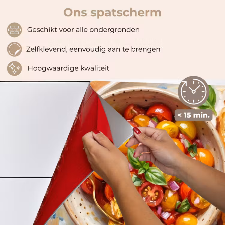 Eten - Tomaat - Brood - Kleurrijk - Keuken keuken achterwand spatscherm klein -spatscherm_NL
