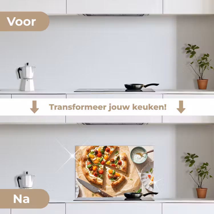 Eten - Tomaten - Basilicum - Maaltijd - Vers keuken achterwand spatscherm klein -voor_na_NL