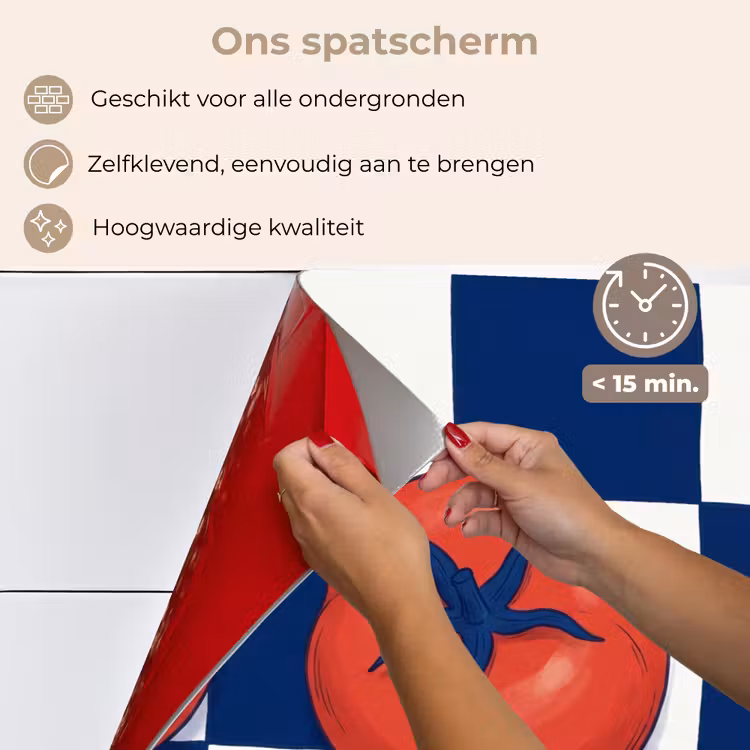 Eten - Tomaten - Keuken - Illustratie - Rood-Blauw keuken achterwand spatscherm klein -spatscherm_NL