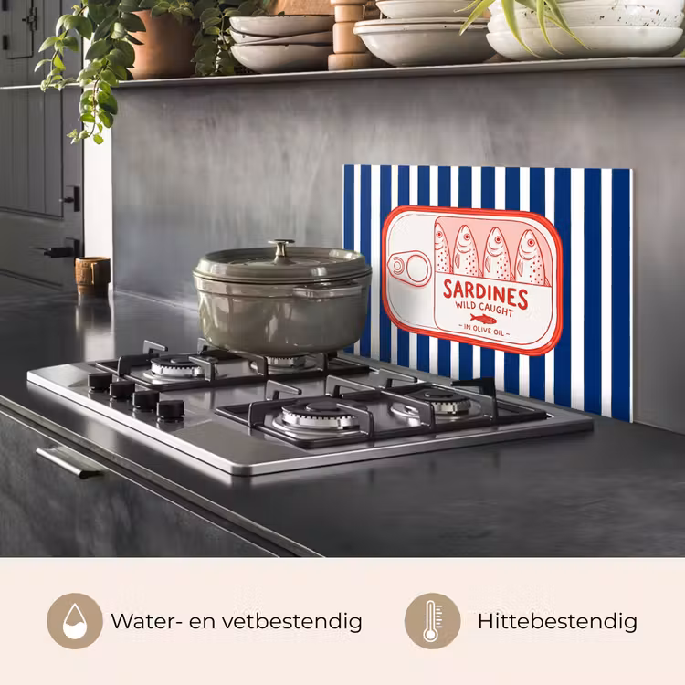 Eten - Vis - Blik - Illustratie - Rood keuken achterwand spatscherm klein -usp_NL
