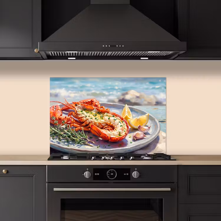 Eten - Zee - Kust - Modern - Blauw keuken achterwand spatscherm klein -sfeer1
