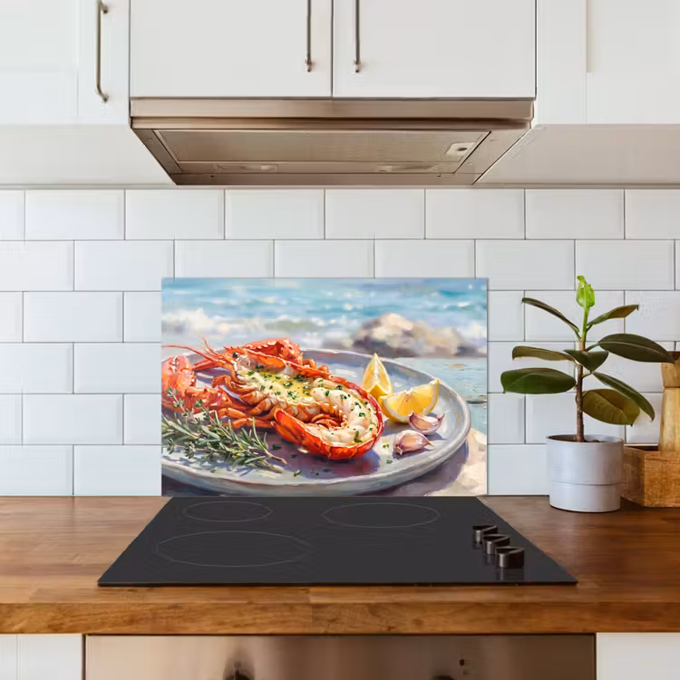 Eten - Zee - Kust - Modern - Blauw keuken achterwand spatscherm klein -sfeer2