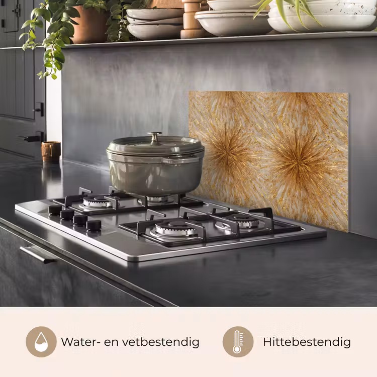 Explosie - Abstract - Goud - Wit keuken achterwand spatscherm klein 900 -usp_NL