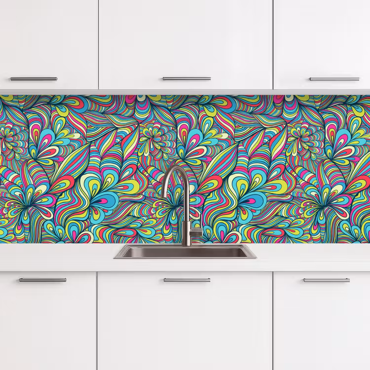 Fantasy - Design - Kleuren - Retro keuken achterwand 2 middel 871 -3d
