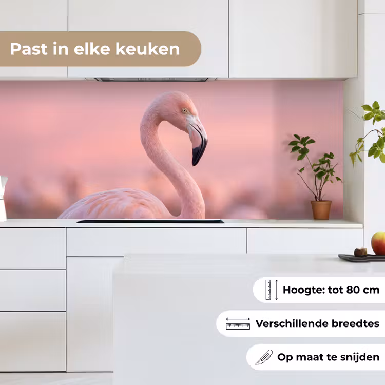 Flamingo - Portret - Roze keuken achterwand 2 middel -sfeer4_NL