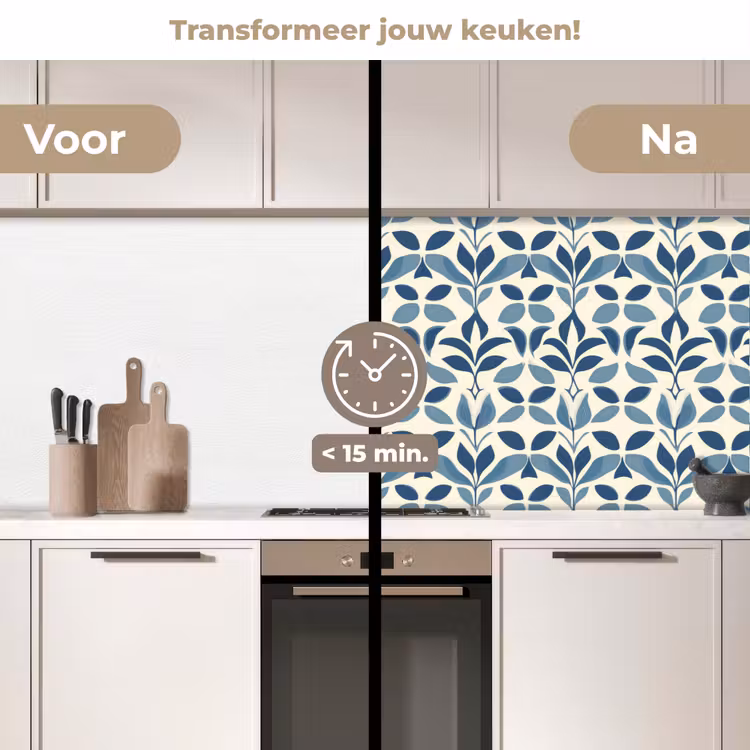 Flora - Modern - Blauw keuken achterwand 2 middel 871 -voor-na2_NL
