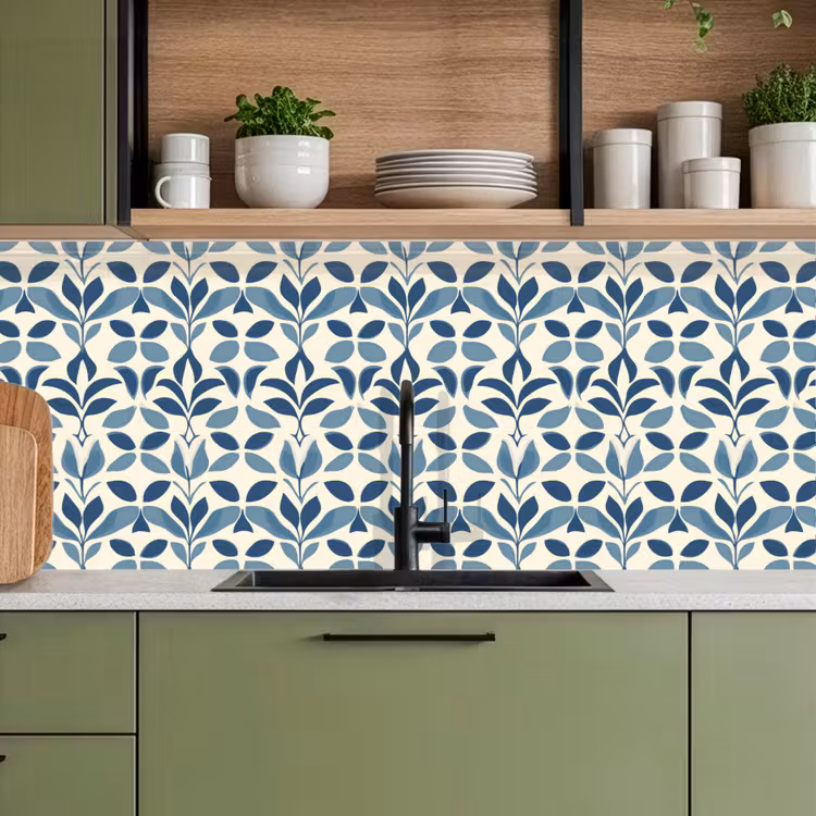 Flora - Modern - Blauw keuken achterwand 2 middel 871 -sfeer3