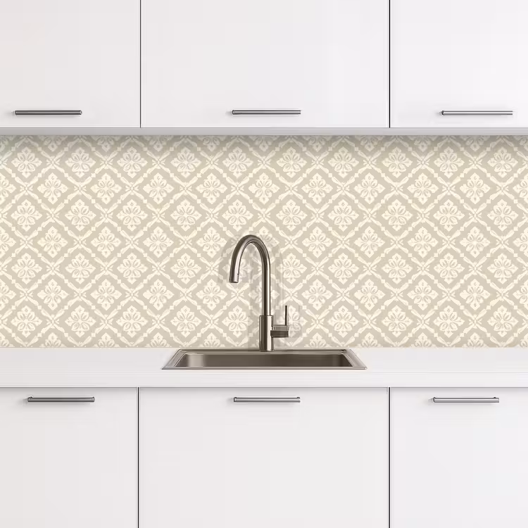 Floraal - Ornament - Beige keuken achterwand 2 middel 871 -3d