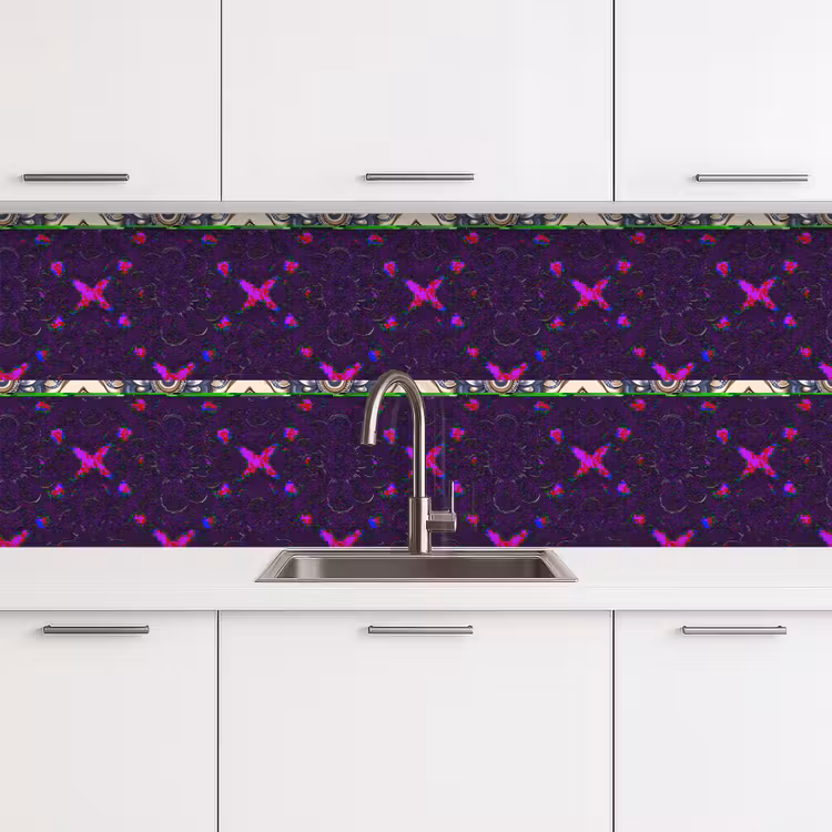 Floraal - Ornament - Blauw keuken achterwand 2 middel 871 -3d