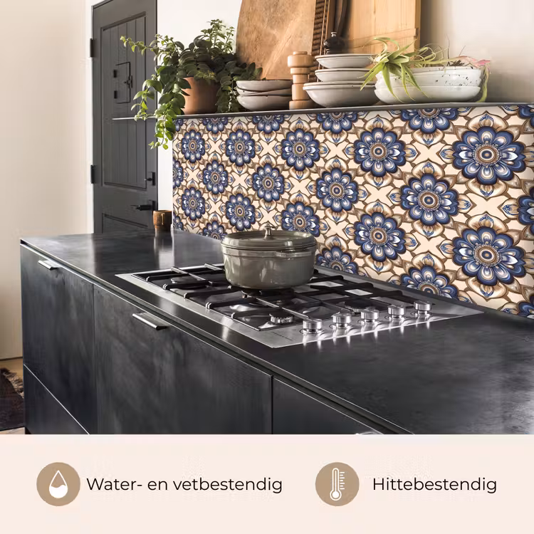 Floraal - Ornament - Blauw keuken achterwand 2 middel 871 -usp_NL