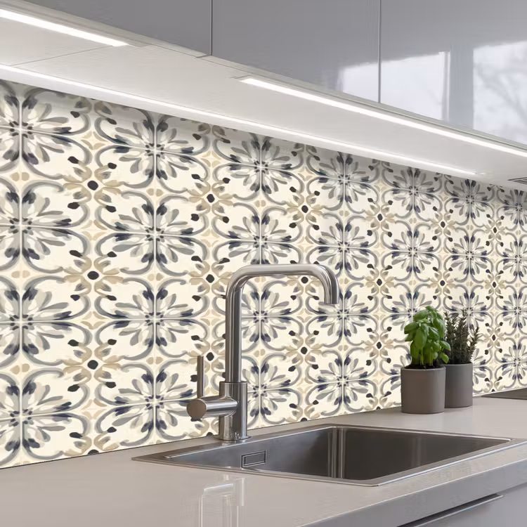 Floraal - Patroon - Kleurrijk keuken achterwand 2 middel 871 -3d_schuin