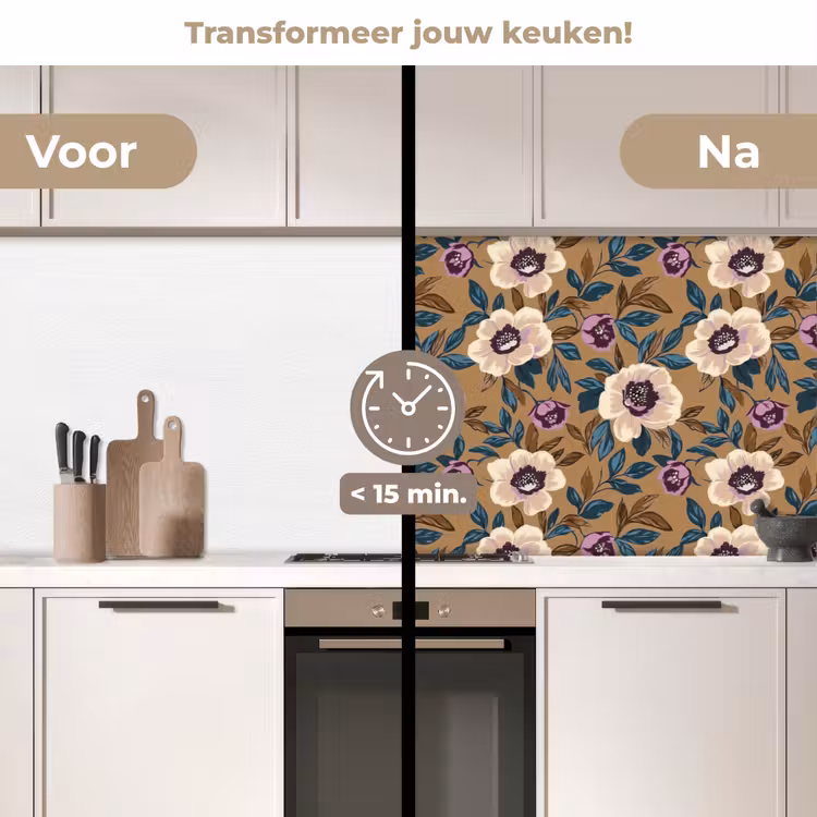 Floraal - Stilleven - Kleurrijk keuken achterwand 2 middel 871 -voor-na2_NL