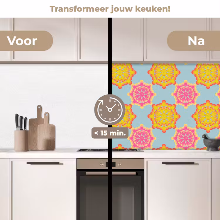 Flower Power - Design - Hippie keuken achterwand 2 middel 871 -voor-na2_NL