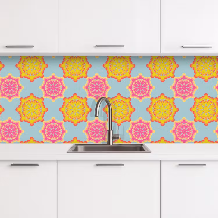 Flower Power - Design - Hippie keuken achterwand 2 middel 871 -3d