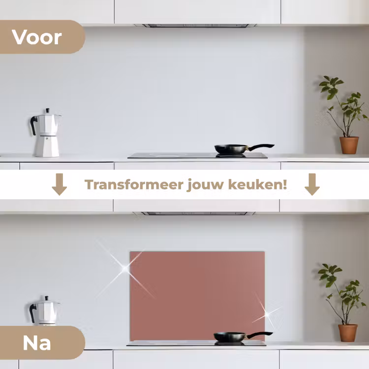 Fluistering van Fuchsia keuken achterwand spatscherm klein -voor_na_NL
