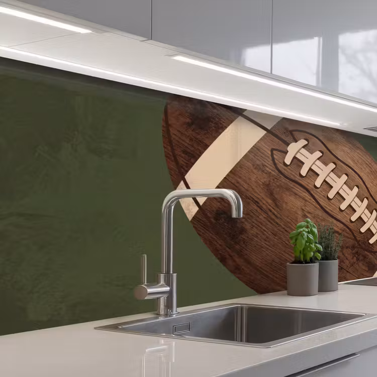Football - Hout - Sport - Groen keuken achterwand 2 middel -3d_schuin