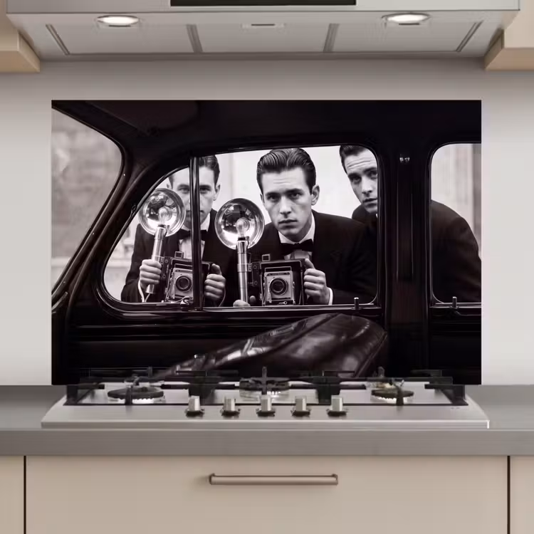 Fotograaf - Camera - Vintage - Journalistiek - Zwart-wit keuken achterwand spatscherm klein -3d_website