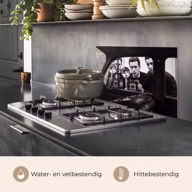 Fotograaf - Camera - Vintage - Journalistiek - Zwart-wit keuken achterwand spatscherm klein -usp_NL