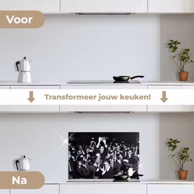 Fotografen - Menigte - Flitsers - Journalistiek keuken achterwand spatscherm klein -voor_na_NL