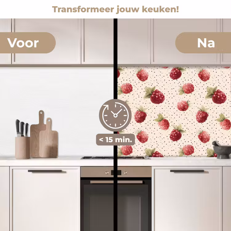 Framboos - Stippen - Rood keuken achterwand 2 middel 871 -voor-na2_NL