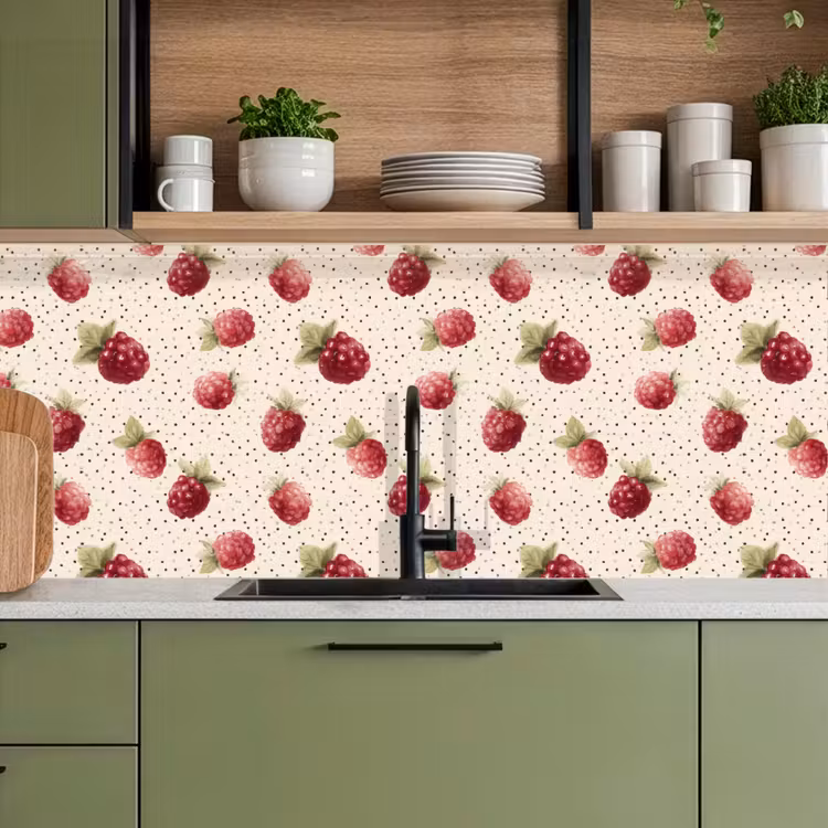 Framboos - Stippen - Rood keuken achterwand 2 middel 871 -sfeer3