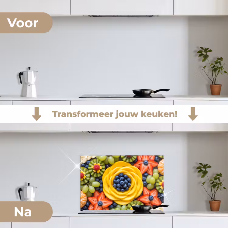 Fruit - Arrangement - Gezond - Kleurrijk - Eten keuken achterwand spatscherm klein -voor_na_NL