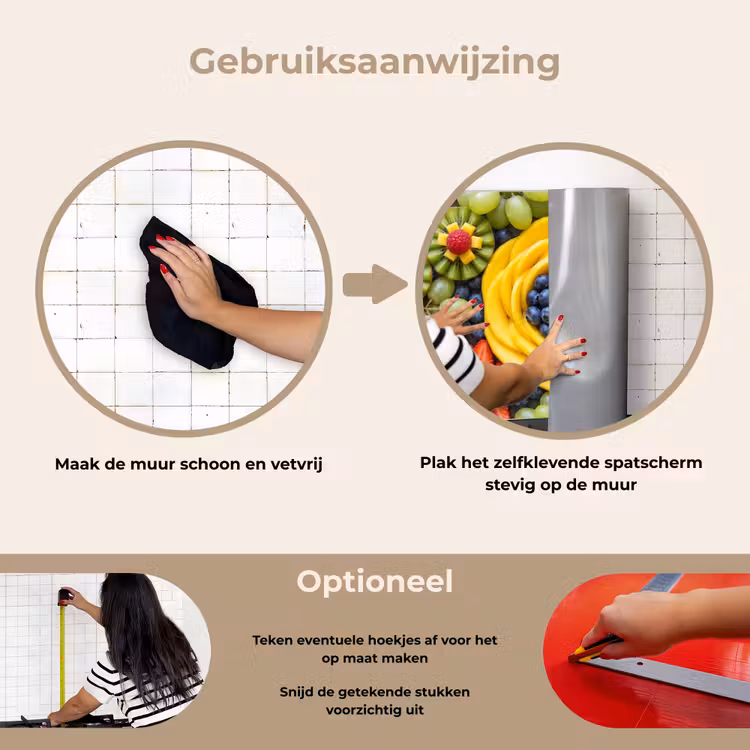 Fruit - Arrangement - Gezond - Kleurrijk - Eten keuken achterwand spatscherm klein -gebruiksaanwijzing_NL