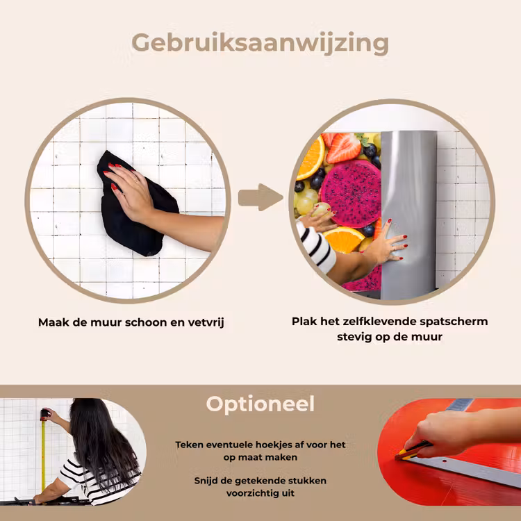 Fruit - Assortiment - Kleurrijk - Gezondheid keuken achterwand spatscherm klein -gebruiksaanwijzing_NL