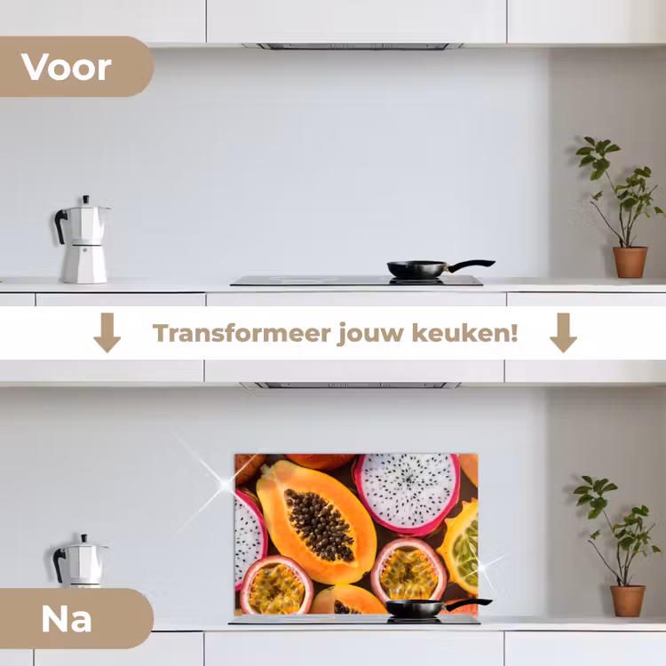 Fruit - Geopend - Tropisch - Eten - Kleurrijk keuken achterwand spatscherm klein -voor_na_NL