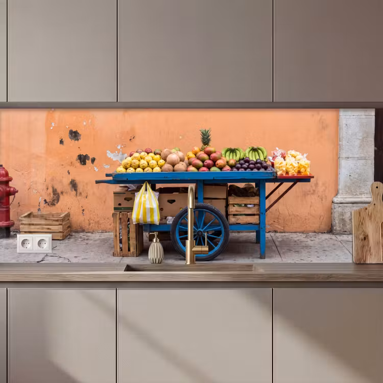 Keuken achterwand - Fruit - Kar - Straat - Fruit - Kar - Straat keuken achterwand 2 middel zz_3dshopping